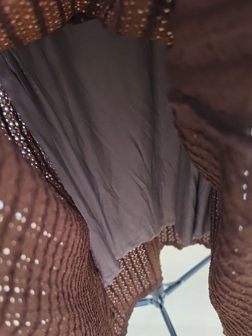 Brown Textured Button-Front Midi Dress - Picture 7 of 8